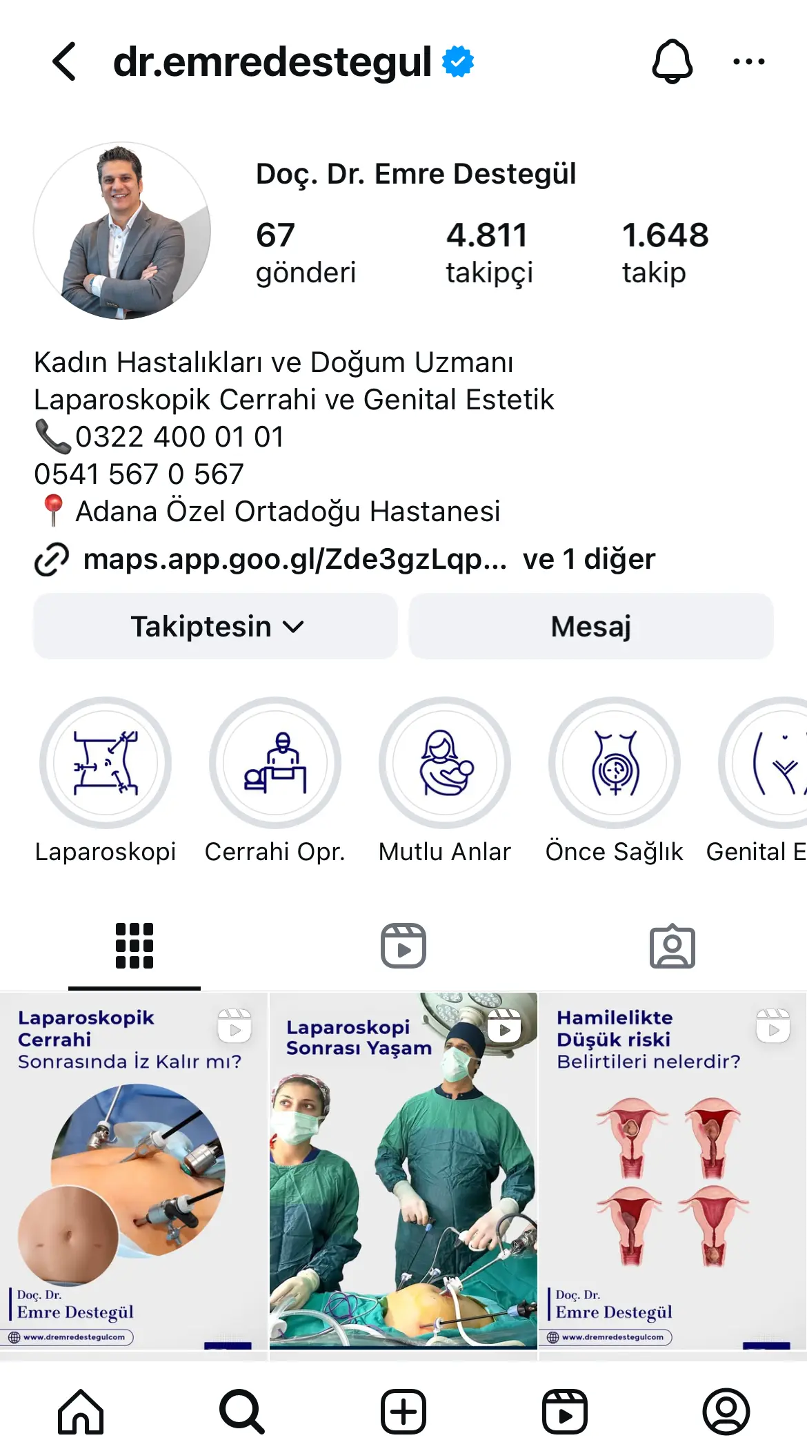 Doç. Dr. Emre Destegül için hazırlanan Instagram içerikleri