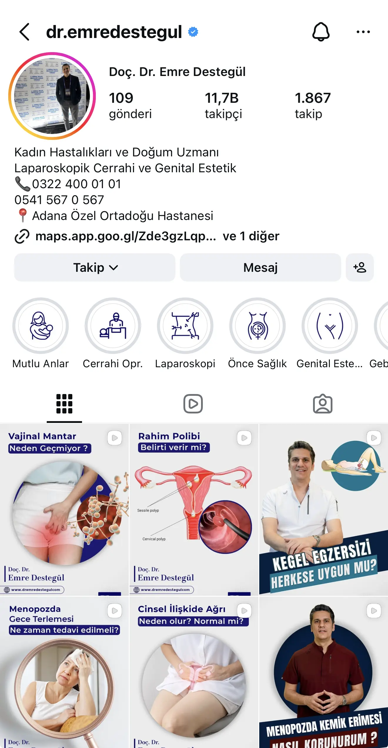 Do&ccedil;. Dr. Emre Desteg&uuml;l Instagram G&uuml;ven ve Otorite B&uuml;y&uuml;mesi