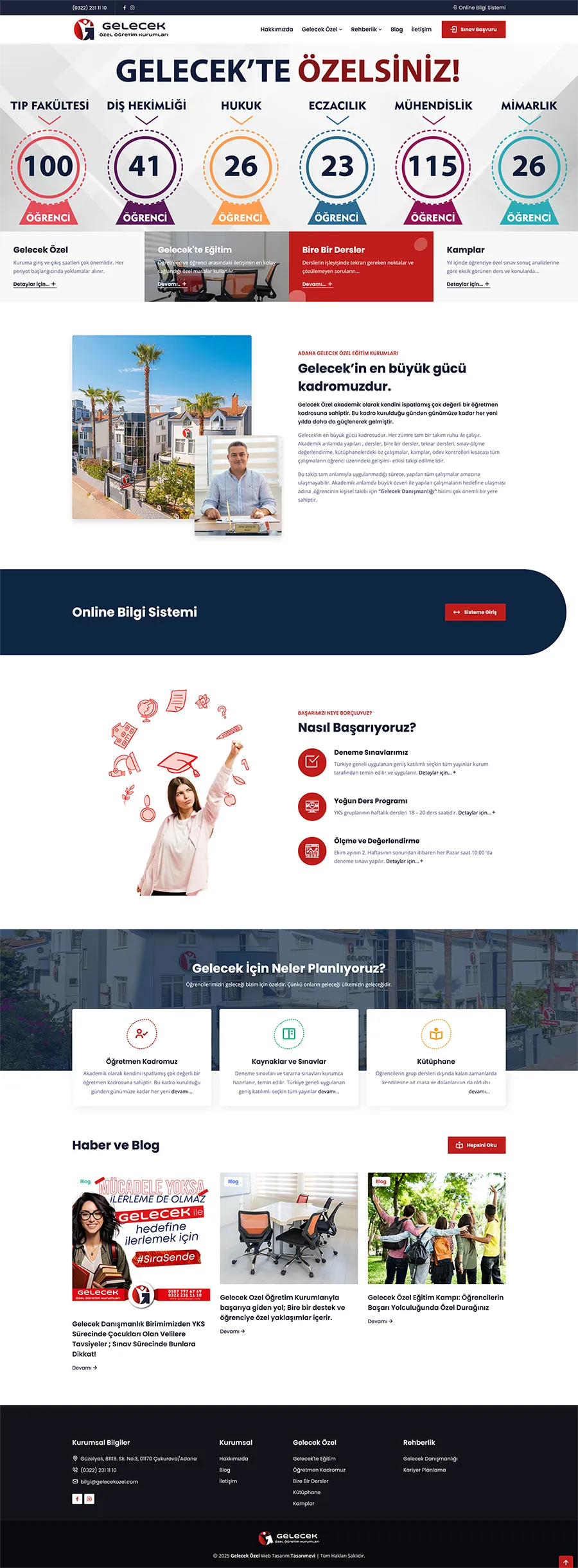 Gelecek Özel için tasarlanan web sitesinin uzun ekran görüntüsü