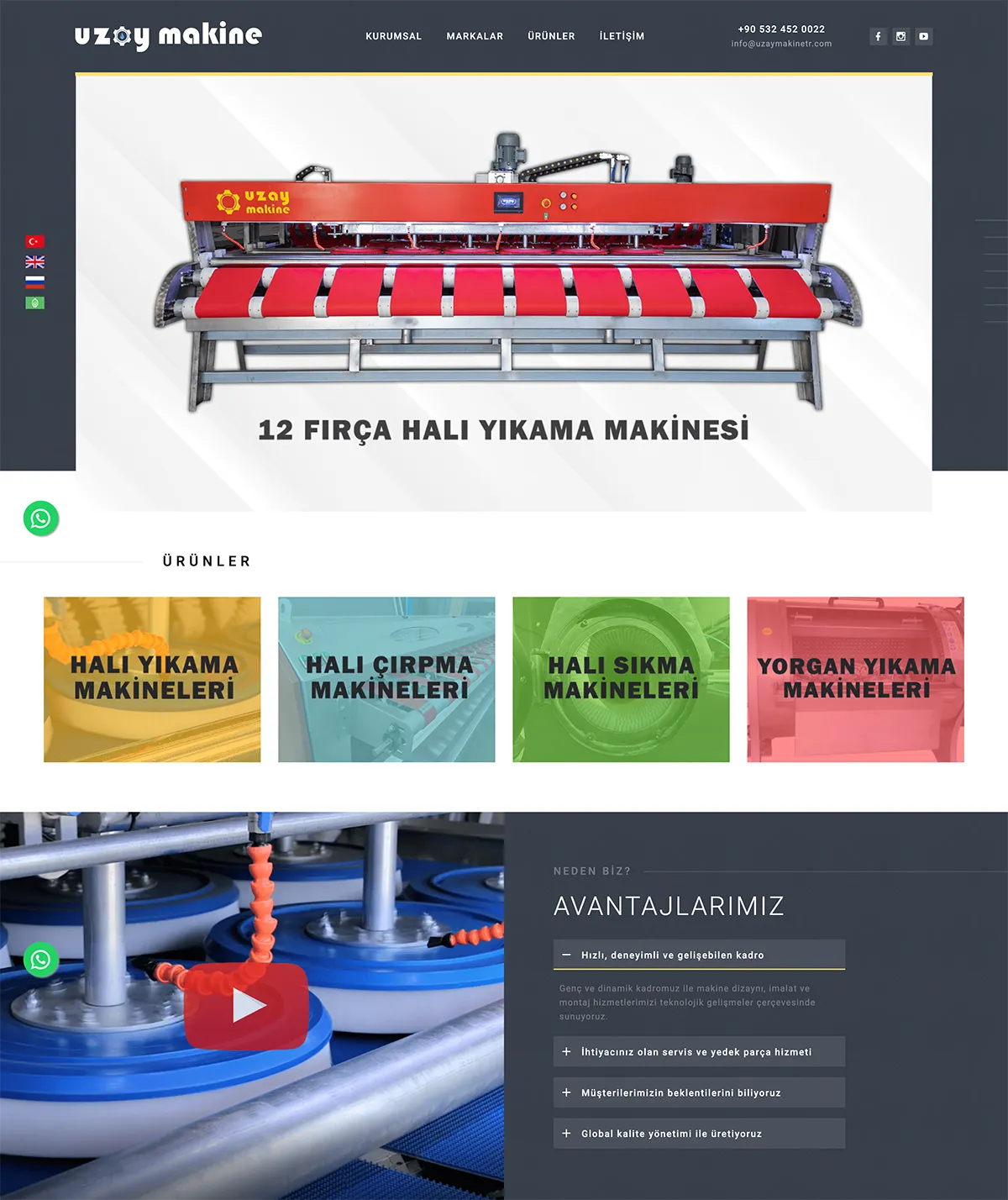 Uzay Makine için Tasarımevi tarafından tasarlanan endüstriyel halı yıkama makineleri web sitesi